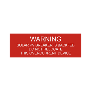 Warning Solar PV Breaker is Backfed - PV-024