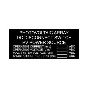 Photovoltaic Array DC Disconnect Switch PV Power Source with Values, Black Boxes - PV-063