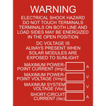 DC Disconnect and Inverters Combined Label, Warning Electrical Shock and DC Voltage - PV-074 