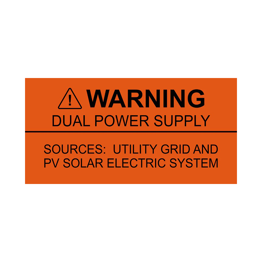 1.5x3, Warning Dual Power Supply - PV-081 Plastic