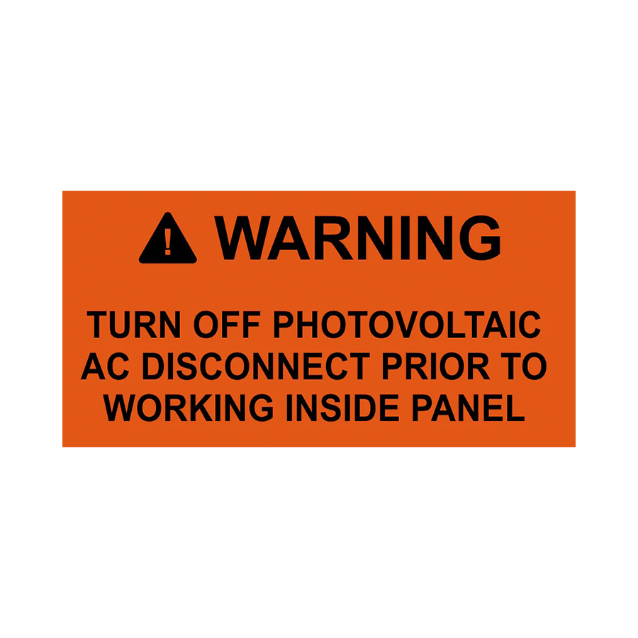 Warning Turn Off Photovoltaic