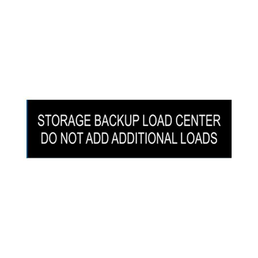 Storage Backup Load Center Do Not Add Additional Loads - PV-095