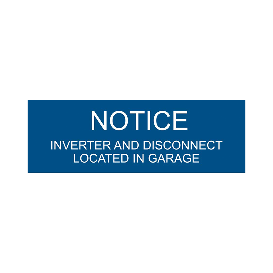 Notice Inverter and Disconnect Located In Garage - PV-104 