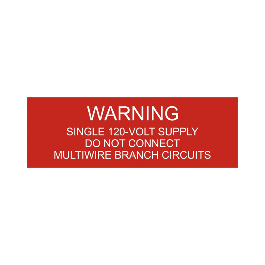 Warning Single 120-Volt Supply - PV-108