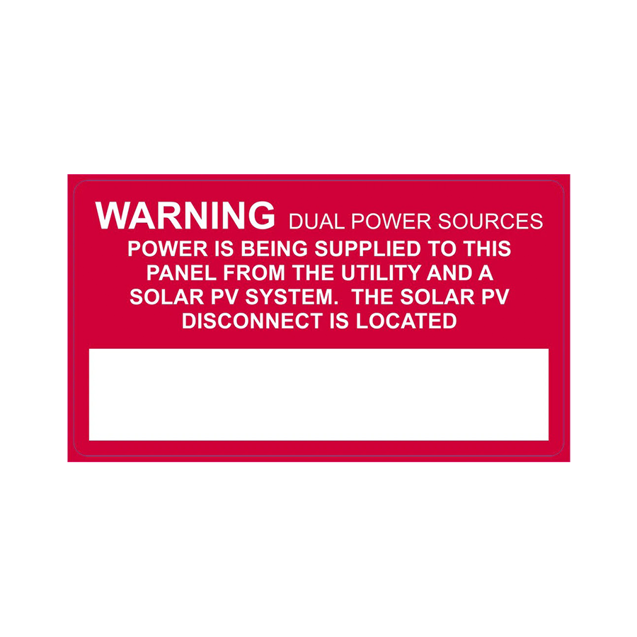 Warning Dual power sources power is being supplied to the panel from the utility and a solar pv system.The solar PV disconnect is located PV-119 