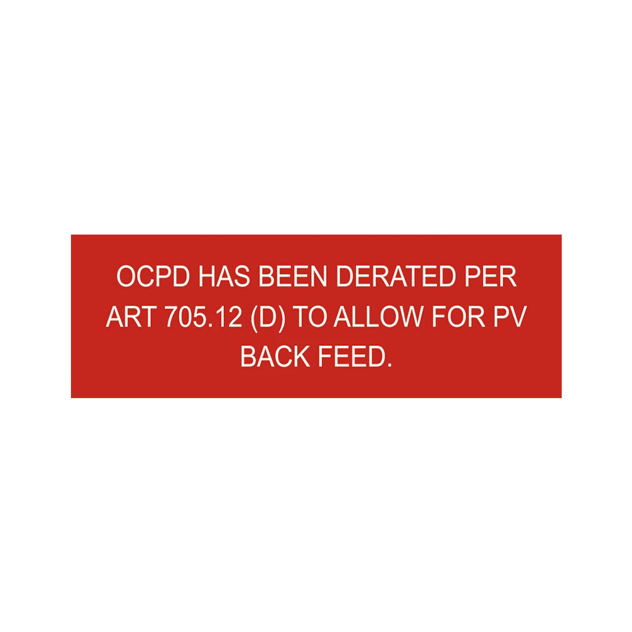 OCPD Has Been Derated Per ART 705.12 PV-143