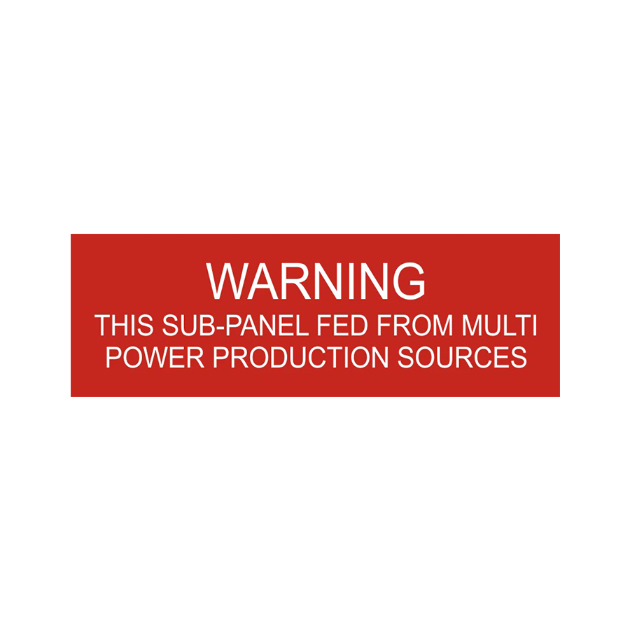 Warning This Sub-Panel Fed From Multi Power Sources PV-145 