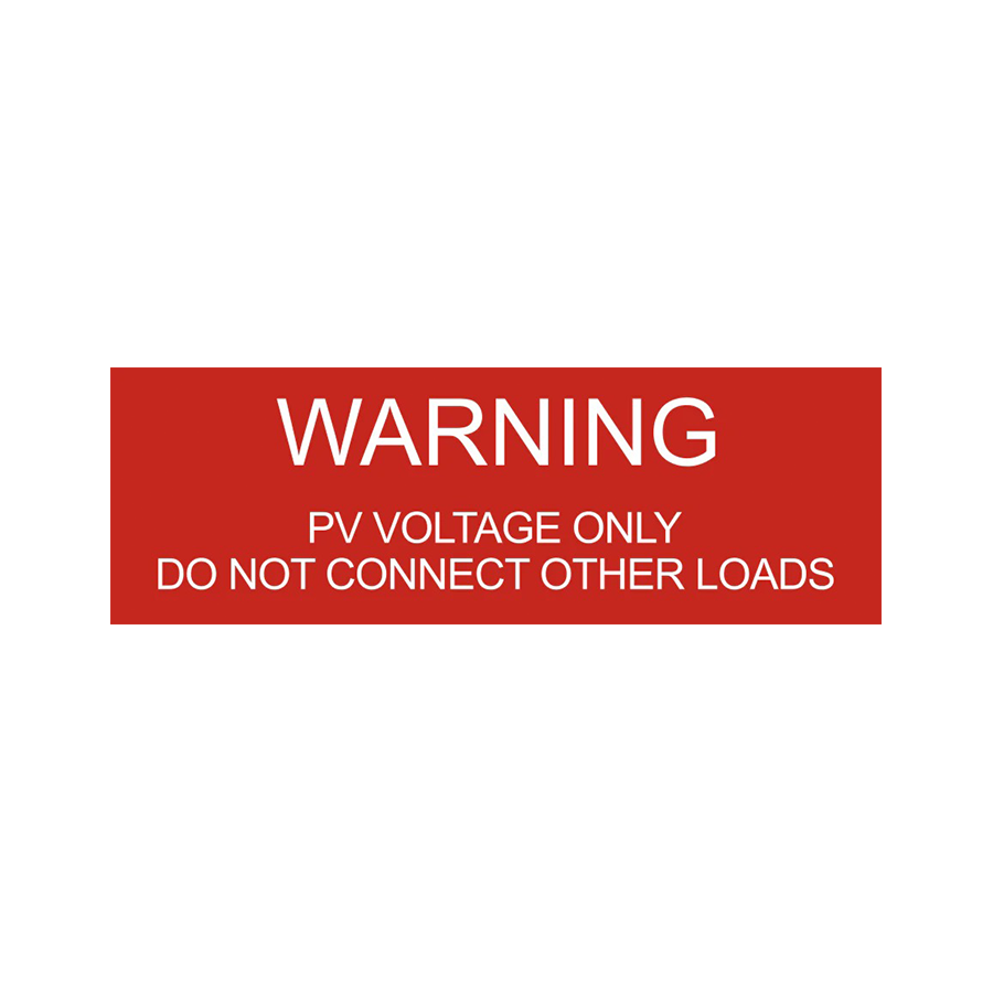 Warning PV Voltage Only, Red/White, Plastic PV-164