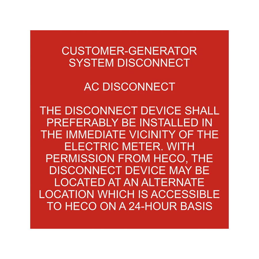 Customer-Generator System Disconnect PV-202 