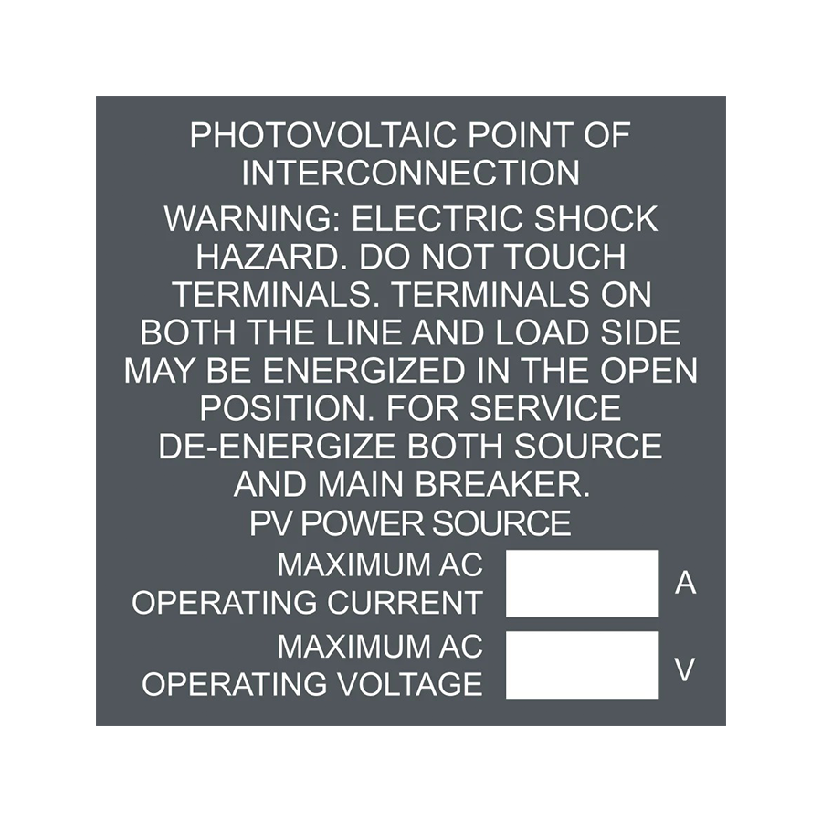 Photovoltaic Point of Interconnection, Gray/White, Plastic PV-204 