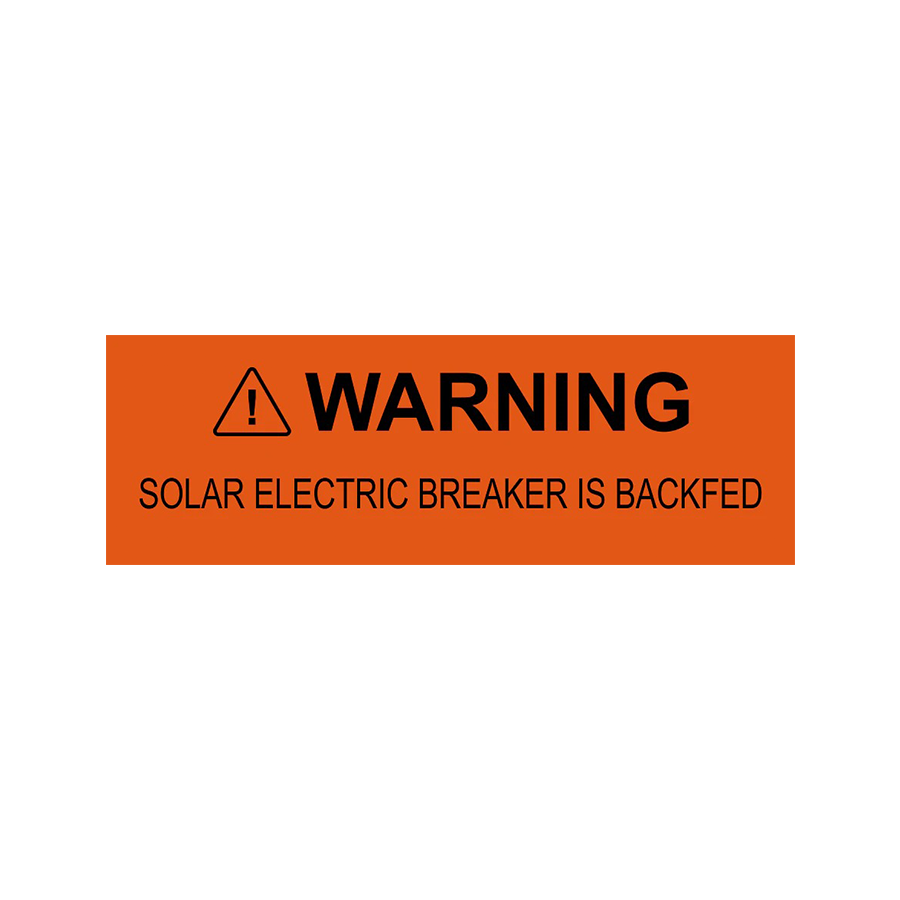 Warning Solar Electric Breaker is Backfed PV-223 