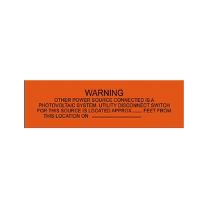 Warning Other Power Source Connected Is A Photovoltaic System PV-238