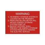 Warning An Energy Storage System Is Located On The Property - PV-241 