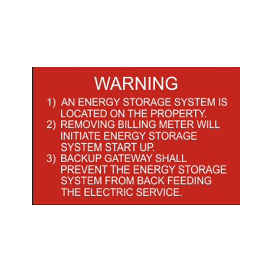 Warning An Energy Storage System Is Located On The Property - PV-241 