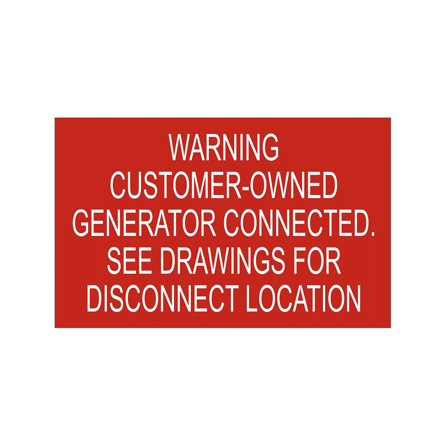 Warning Customer-Owned Generator Connected. PV-263