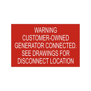 Warning Customer-Owned Generator Connected. PV-263