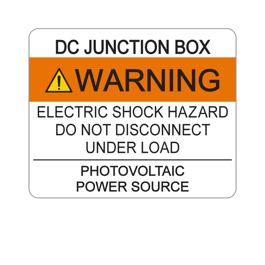 2.25x2.75 DC Junction Box V-068 Decal Solar Labels