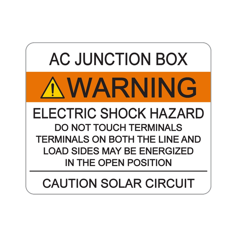 2.25x2.75 AC Junction Box V-069 Decal Solar Labels