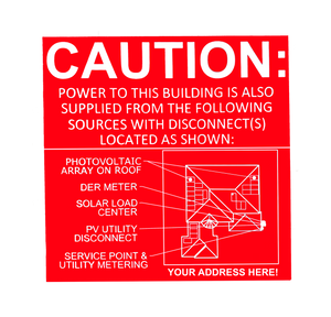 Engraved directory placard with site map layout for solar and electrical inspection.