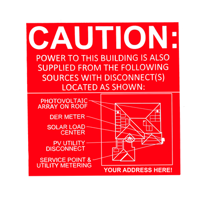 Engraved directory placard with site map layout for solar and electrical inspection.